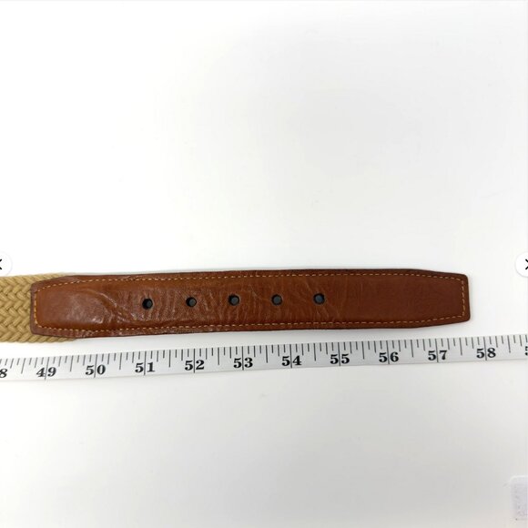 Torino Leather Co Woven Elastic Belt Khaki Brown 54 - Picture 7 of 8